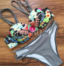 style sexy bra high neck bikini set print women swimwear bikinis crop top biquini swimsuit bathing suit J4U66