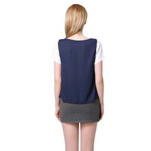 tee shirt femme chiffon t-shirts splice round neck short sleeve casual elegant women tops tee shirt plus size blusas J4U66