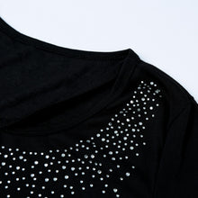 tshirt women rhinestone o neck short sleeve t-shirts beading design casual women tops tee shirt black camisetas mujer J4U66