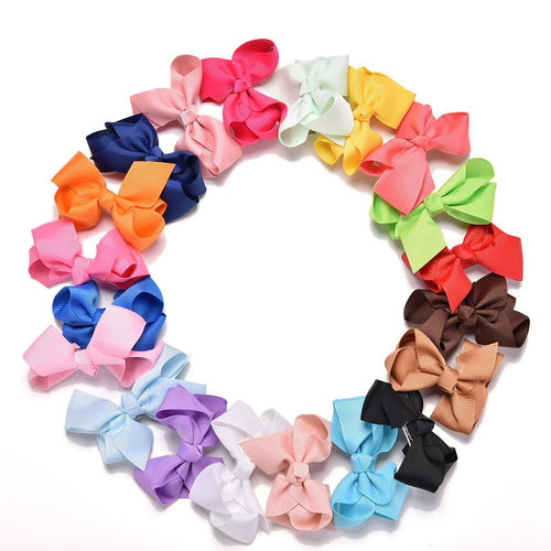 20Pcs Colorful Grosgrain Ribbon Boutique Hair Bows With Clip Bowknot Hairpins For Kids Girl Hair Accessories J4U66