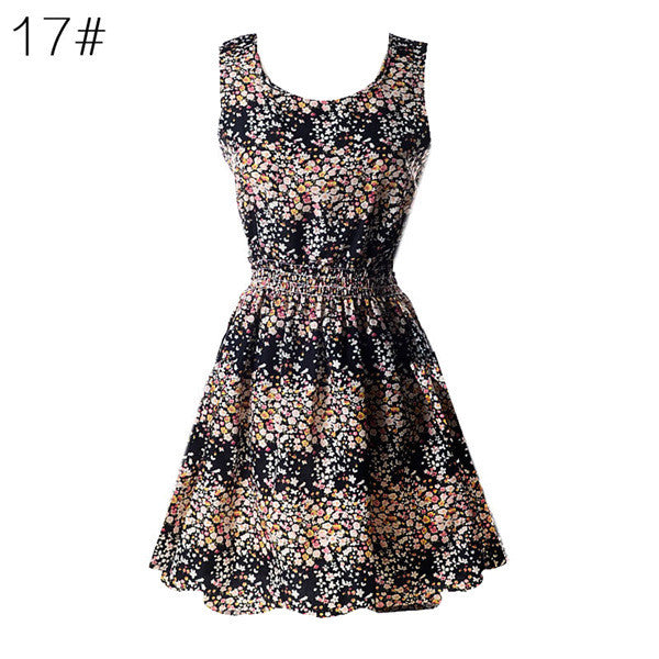 21 Colors New Sexy Women's Tank Chiffon Beach Dress Sleeveless Floral Mini Dresses M-XXL  J4U66