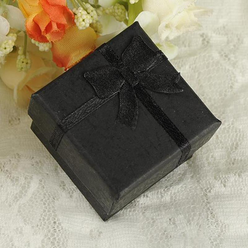 24pcss Black Square Jewelry Ring Gift Present Cardboard Case Box Display Package Holder J4U66