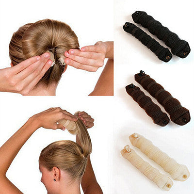2Pcs Women Ladies Magic Style Hair Styling Tools Buns Braiders Curling Headwear Hair Rope Hair Band Accessories J4U66