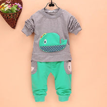 2pcss Outfits 1-4Years Kids Baby Boys Clothes Long Sleeve Whale Tops+Long Pants Clothing Sets 4 Colors J4U66