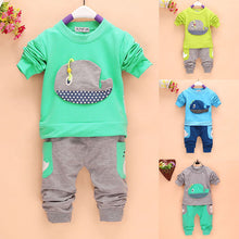 2pcss Outfits 1-4Years Kids Baby Boys Clothes Long Sleeve Whale Tops+Long Pants Clothing Sets 4 Colors J4U66