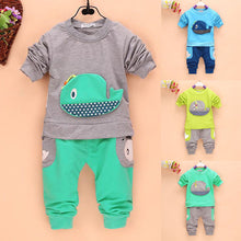 2pcss Outfits 1-4Years Kids Baby Boys Clothes Long Sleeve Whale Tops+Long Pants Clothing Sets 4 Colors J4U66