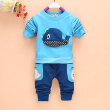 2pcss Outfits 1-4Years Kids Baby Boys Clothes Long Sleeve Whale Tops+Long Pants Clothing Sets 4 Colors J4U66