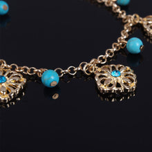 2Pcs Punk Boho Turquoise Beads Anklets Gold Plated Tassels Bracelet Womens Foot Chain Anklet Bracelet Foot Jewelry for women J4U66