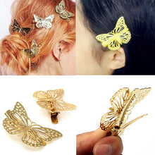 2Pcs gold hollow out bow butterfly barrette hair pins hair clip accessories daughter gift girls headpiece J4U66