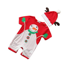 2pcss Baby Boys Girls Xmas Santa Claus Clothing Set Short Sleeve Romper Jumpsuit + Hat Outfit Clothes Sets Christmas Gifts J4U66