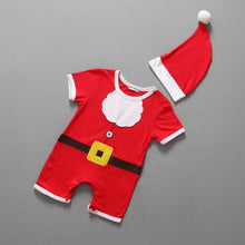 2pcss Baby Boys Girls Xmas Santa Claus Clothing Set Short Sleeve Romper Jumpsuit + Hat Outfit Clothes Sets Christmas Gifts J4U66