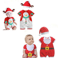 2pcss Baby Boys Girls Xmas Santa Claus Clothing Set Short Sleeve Romper Jumpsuit + Hat Outfit Clothes Sets Christmas Gifts J4U66