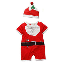 2pcss Baby Boys Girls Xmas Santa Claus Clothing Set Short Sleeve Romper Jumpsuit + Hat Outfit Clothes Sets Christmas Gifts J4U66