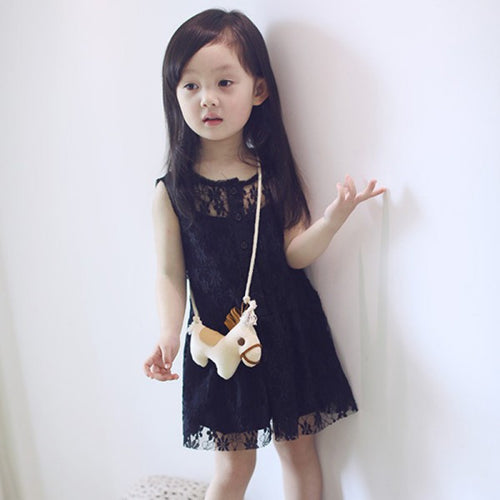2pcs kids girls sleeveless dress lace floral braces dress sundress costume 2~7 yearsear J4U66