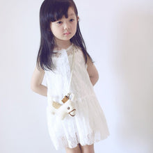 2pcs kids girls sleeveless dress lace floral braces dress sundress costume 2~7 yearsear J4U66