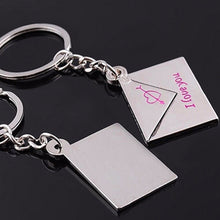2pcs Lover's Keyrings Envelope "I love you" Engraved Cupid's Arrow Heart Keychains J4U66