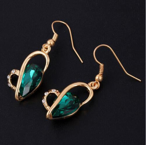 3 Color Necklace Earrings Heart Love Crystal Rhinestone Gem Party Jewelry Sets For Women Jewelry Set J4U66