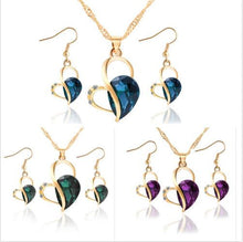 3 Color Necklace Earrings Heart Love Crystal Rhinestone Gem Party Jewelry Sets For Women Jewelry Set J4U66