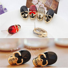 3 Colors Creative Punk Rhinestone Crystal Women Femal Skull Earrings Pierced Stud Earrings Girls Gifts Jewelry J4U66