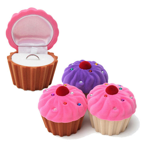3 Colors Lovely CupCake Cake Shape Earring Ring Jewelry Storage Box Storage Boxes For Women Girls J4U66