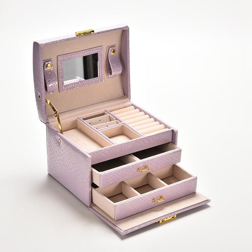 3 Colors Three Layers Jewelry Boxes Makeup Case Jewelry Organizer Carrying Cases with mirror Gifts for Women Girl J4U66