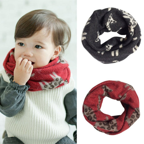 3 Colors Toddler Baby Boy Girls Warm Scarf Neckerchief Cat Pattern Imitation Cute Infant Scaves J4U66
