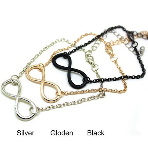 3 Colour  Popular Gold/Silver /Black Cross Infinity Chain Bracelets Bangles Jewelry For Women J4U66