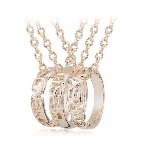 3 Part Best Friend Forever Karma Circle Necklace Infinity Circle Pendants Necklace J4U66