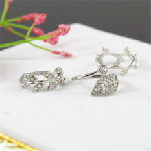 3 pc Gold Silver Sweet Rhinestone Leaf Knuckle Top of Finger Rings for women midi ring set J4U66