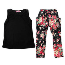 3 pieces girls baby clothing sets sleeveless shirt tops floral pants headband vogue clothes 2~7 years J4U66