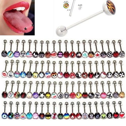 30Pcs Tongue Ring Tongue Bar Stainless Steel Body Piercing Punk Style Jewelry  J4U66