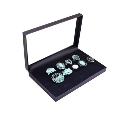 36 Slots Black Velvet Rings Jewelry Showcase Display Case Storage Box Holder Organizer P1 J4U66