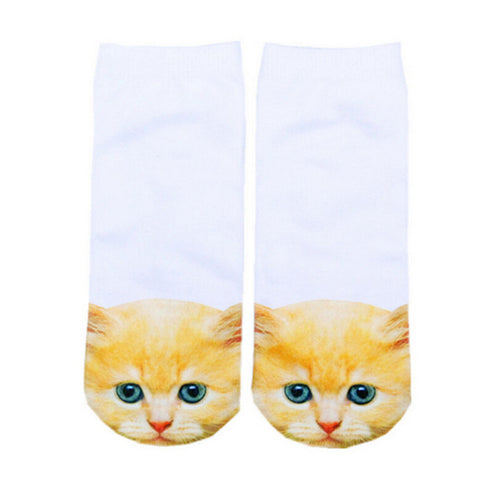 3D Printed Low Cut Ped Socks Cute Kawaii Cartoon Cat Animal Funny Short Socks For Women Girls 9 Colors J4U66