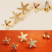 3pairs/bag Starfish Shaped Earrings For Women Stud Earring Brincos Earing Earings Jewelry  J4U66