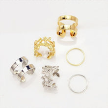 3pcs/ lot Punk Metal Gold/Silver Leaf Rings For Women Hollow Out Leave Band Midi Finger Knuckle Ring Set J4U66