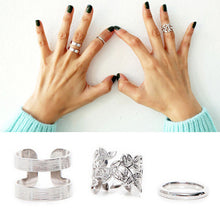 3pcs/ lot Punk Metal Gold/Silver Leaf Rings For Women Hollow Out Leave Band Midi Finger Knuckle Ring Set J4U66