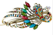 4.7x2.3 inch Lovely Peacock Hair Clip Women Hair Clips Blue Hairpin Vintage Rhinestone Jewelry J4U66