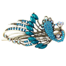 4.7x2.3 inch Lovely Peacock Hair Clip Women Hair Clips Blue Hairpin Vintage Rhinestone Jewelry J4U66