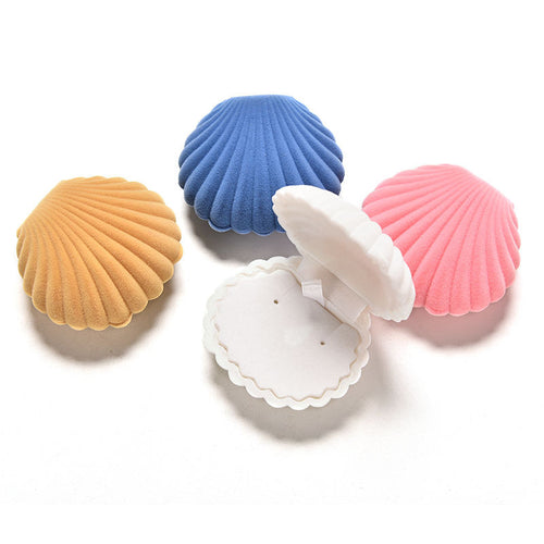 4 Colors Shell Velvet Earring Jewelry Storage Box Storage Boxes For Necklace ring earring J4U66