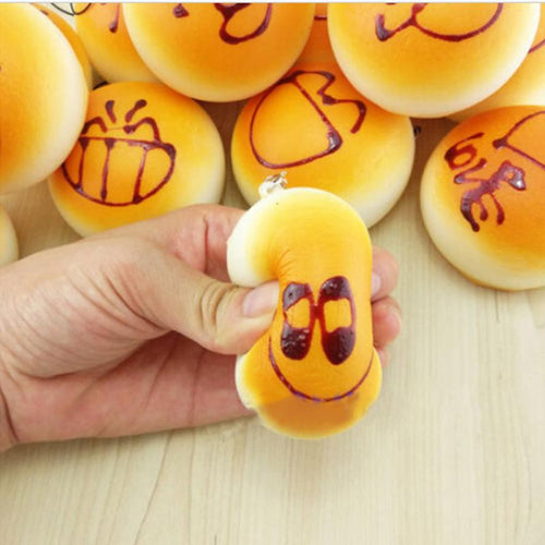 4CM Cute Smiley Face Bread Squishy Key Ring Charm/Mobile Phone Strap/Phone Charm/Bag Pendant J4U66