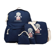 4pcs  girls backpack set bagpack women casual canvas korean school bags femme printing laptop back pack mochila feminina J4U66