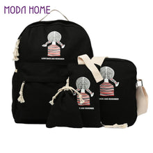 4pcs  girls backpack set bagpack women casual canvas korean school bags femme printing laptop back pack mochila feminina J4U66