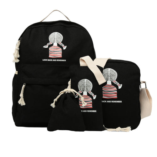 4pcs  girls backpack set bagpack women casual canvas korean school bags femme printing laptop back pack mochila feminina J4U66