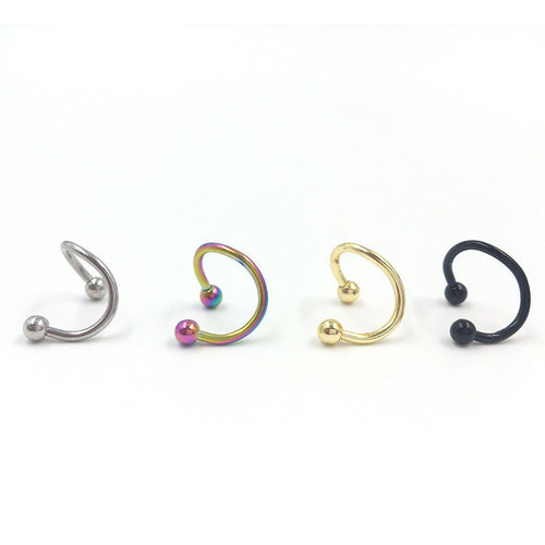 4PCS Different Colors Nose Piercing Unique Stainless Steel Twist Nose Lip Ring Nose Stud Body Piercing Jewelry For Women J4U66