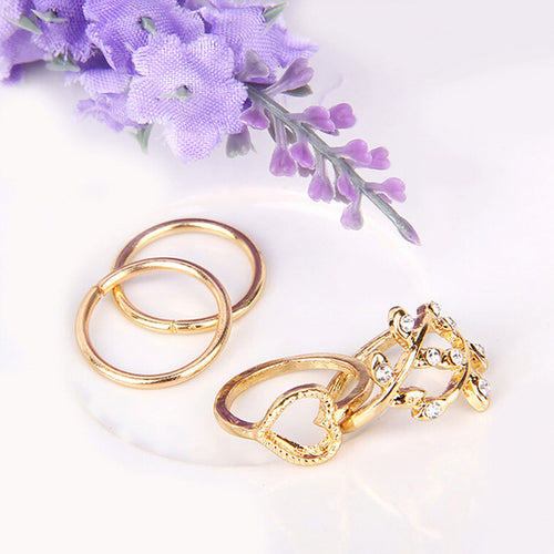 4pcs Cute Urban Crystal Plain Above Knuckle Wedding Party Ring Band Midi Ring Gold Silver Bague Femme J4U66