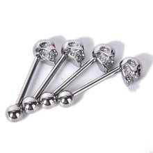 4Pcs 316L Stainless Steel CZ Gem Punk Skull Tongue Ring Barbell Piercing Body Jewelry J4U66