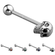 4Pcs 316L Stainless Steel CZ Gem Punk Skull Tongue Ring Barbell Piercing Body Jewelry J4U66