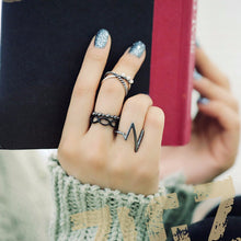 4pc Punk Women Black Silver Above Band Midi Knuckle Ring Women jewelry J4U66