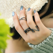 4pc Punk Women Black Silver Above Band Midi Knuckle Ring Women jewelry J4U66