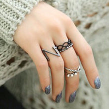 4pc Punk Women Black Silver Above Band Midi Knuckle Ring Women jewelry J4U66